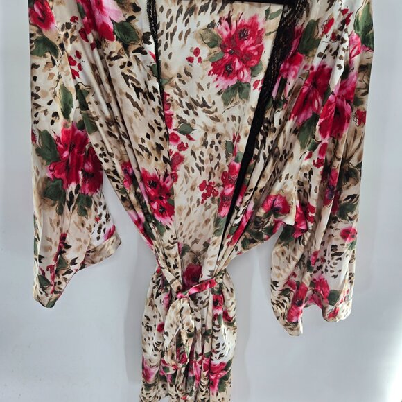 Secret Treasures Cream Animal Print Floral Lace Belt Robe 3x 24-26w - Picture 2 of 7